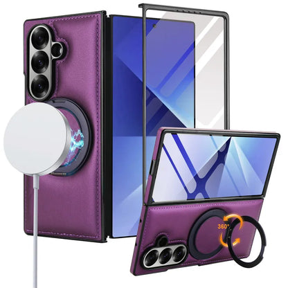 Magnetic Leather Ring Kickstand Case