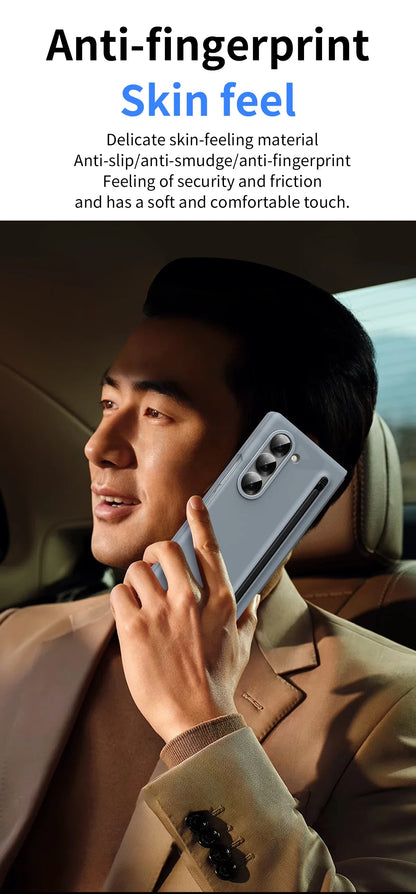 For Samsung Galaxy Z Fold 6 5 4 3 Case Color Skin Friendly Matte Elastic Pen Optional with Tempered Film Shockproof Hard Cover