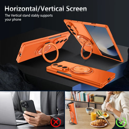 Luxury Military Armor Solid Color Magnetic 360 Bracket Phone Case For Samsung Z Fold 7 6 5 4 3 Wireless Charge Shockproof Cover