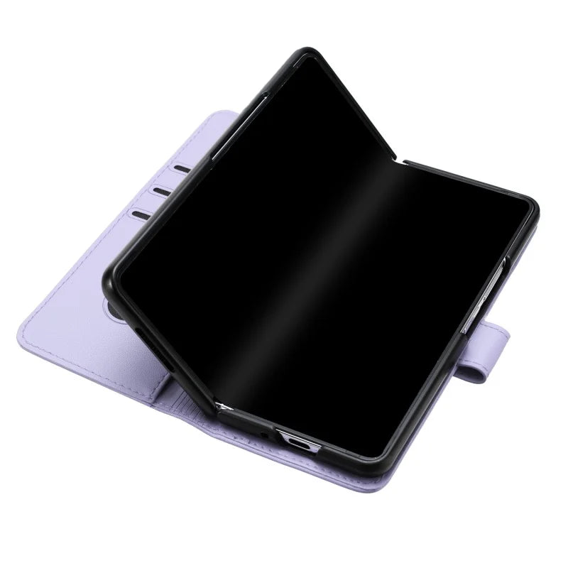 Luxury Magnetic Leather Wallet Card Phone Case for Samsung Galaxy Z Fold 6 5 4 3 Fold6 Fold5 Flip Purse Holder Cover Back Bag