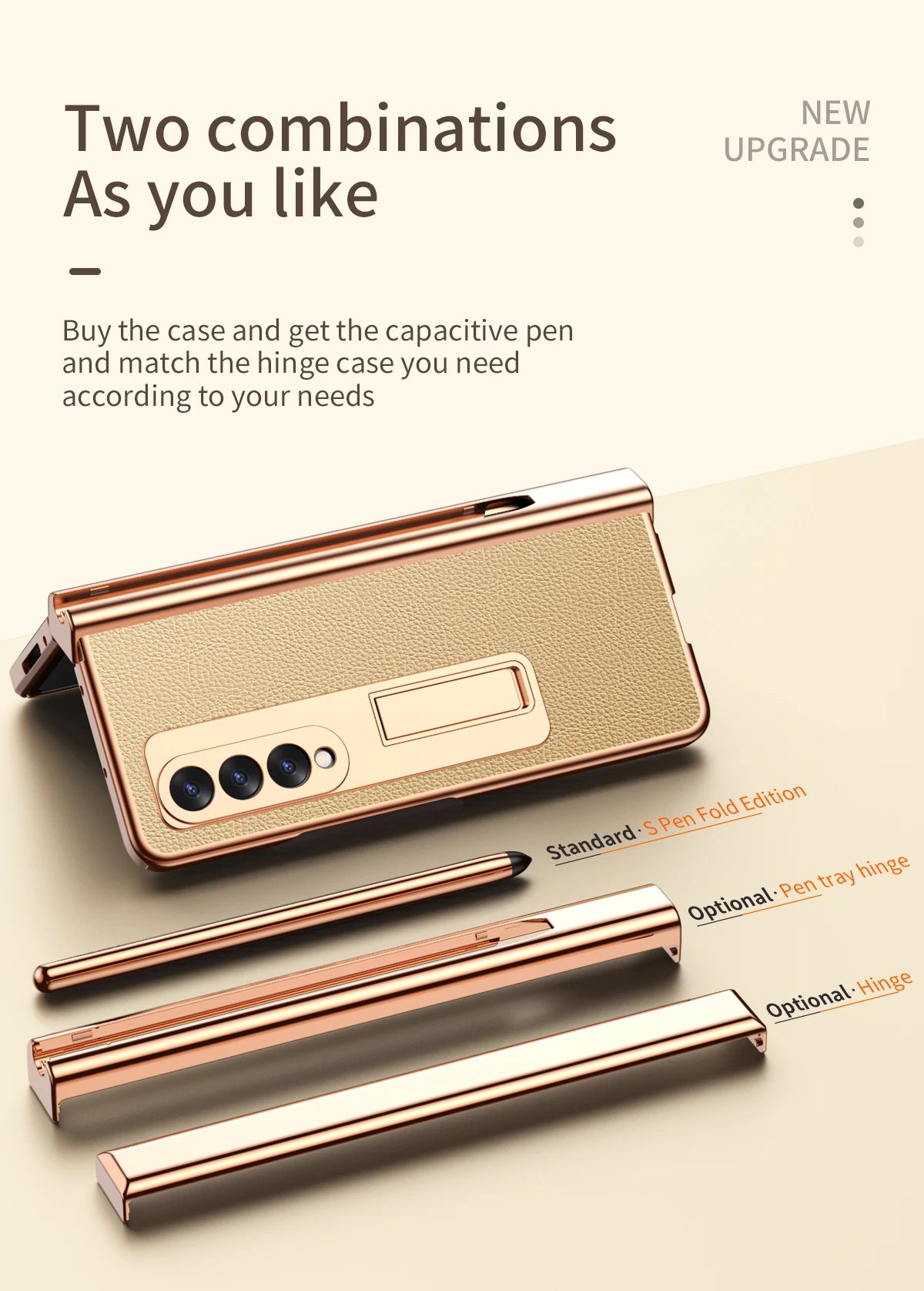 Coque With S Pen Plating Leather Case For Samsung Galaxy Z Fold 7 6 5 4 360 Full Protection Tempered Glass Kickstand Phone Cover