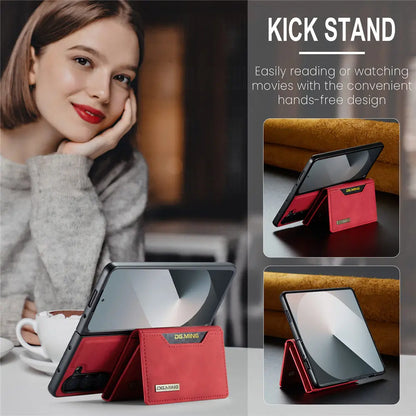 2 in 1 Magnetic Vintage Wallet Cards Slot Leather Case For Samsung Galaxy Z Fold 6 7 Fold 5 Fold 4 3 Shockproof Cover