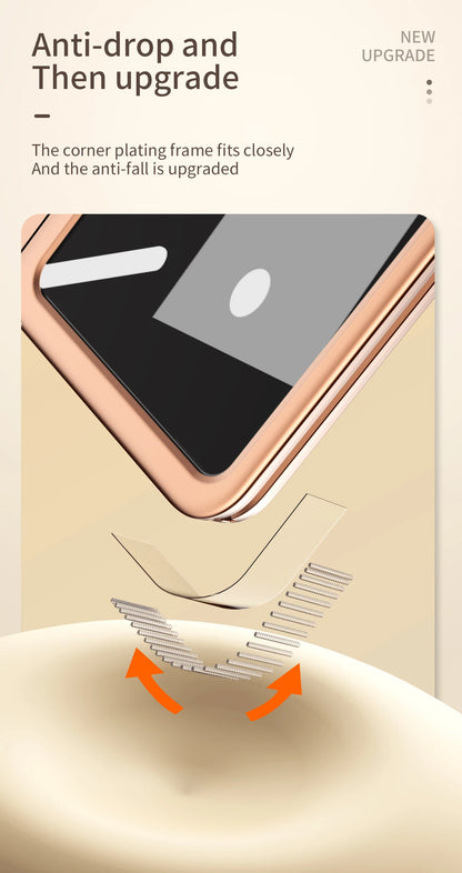 Coque With S Pen Plating Leather Case For Samsung Galaxy Z Fold 7 6 5 4 360 Full Protection Tempered Glass Kickstand Phone Cover