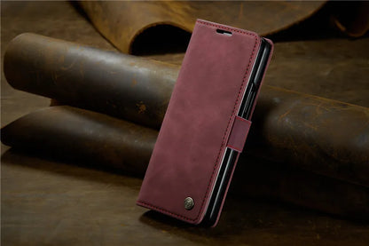 CaseMe Retor Leather Wallet Card Slot Phone Case for Samsung Galaxy Z Fold 7 6 5 4 Fold5 Fold6 Shockproof Flip Stand Cover Coque
