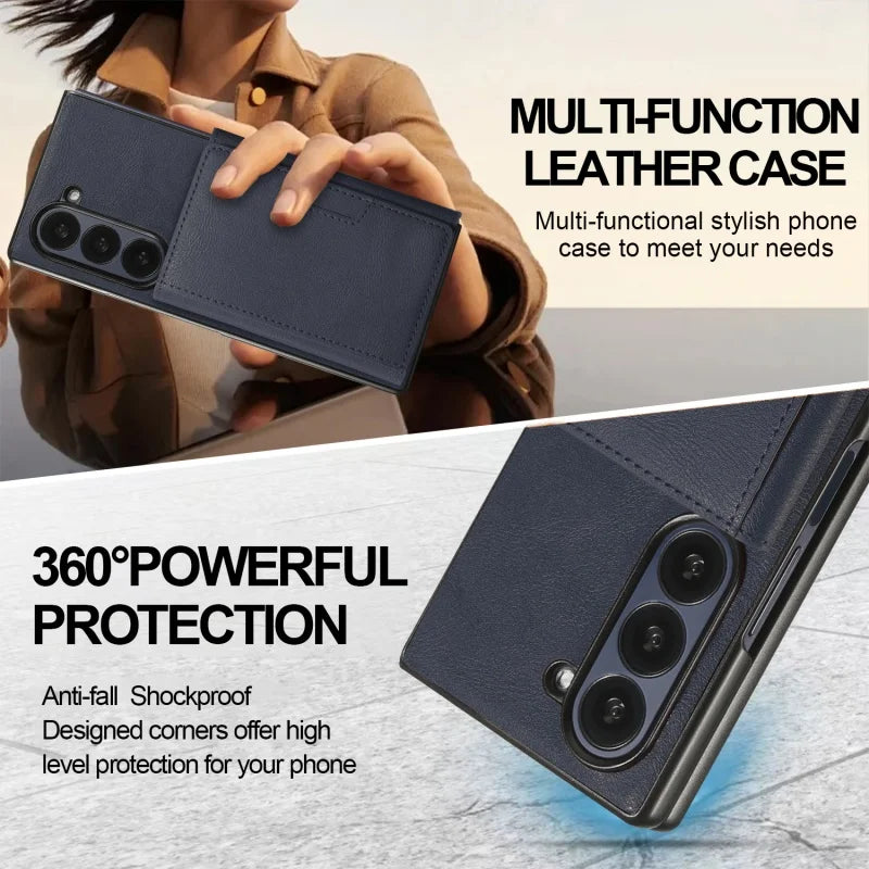 MagSafe Wireless Charging Leather Purse Phone Case For Samsung Galaxy Z Fold 7 6 5 4 3 Fold7 Fold6 Fold5 Flip Wallet Card Cover