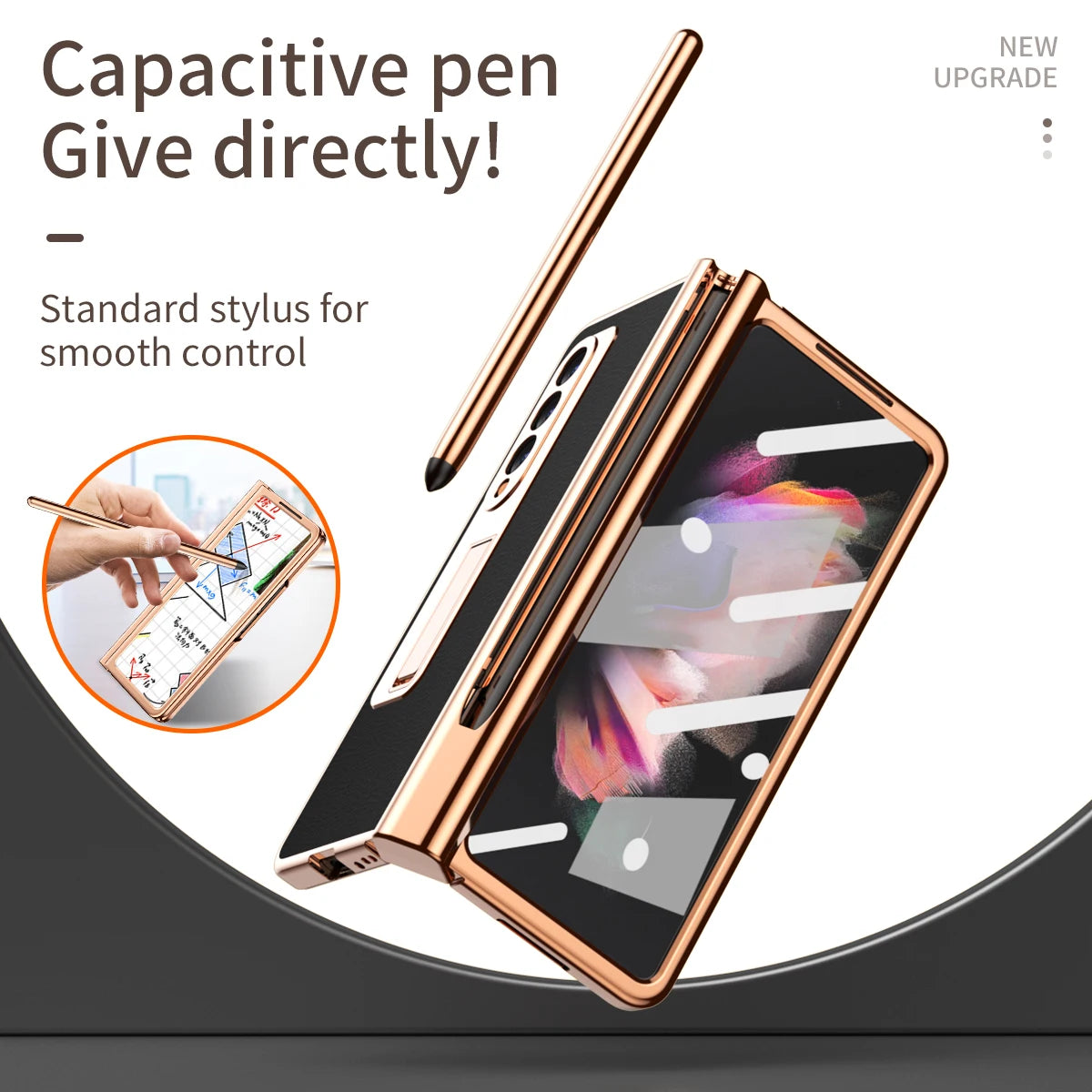 Coque With S Pen Plating Leather Case For Samsung Galaxy Z Fold 7 6 5 4 360 Full Protection Tempered Glass Kickstand Phone Cover