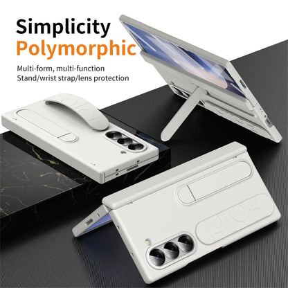 Hinge Wristband Holder Case for Samsung Galaxy Z Fold 7 6 5 4 3 5G With S Pen Slot Screen Glass Protective Cover For Z Fold 6