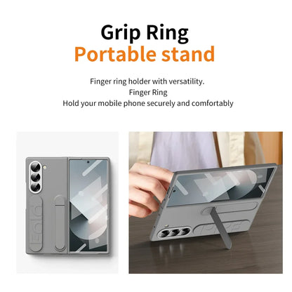 Luxury Wristband Invisible Bracket Case for Samsung Galaxy Z Fold 6 5 4 3 7 fold6 Hand Wrist Strap Folding Stand Silicone Cover