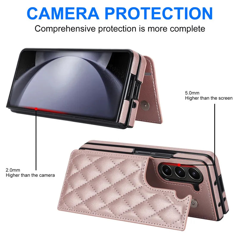 Leather Wallet Card Phone Case for Samsung Galaxy Z Fold 6 5 4 3 Fold6 Fold5 Fold4 Fold3 Shockproof Flip Stand Cover Hoesje Etui