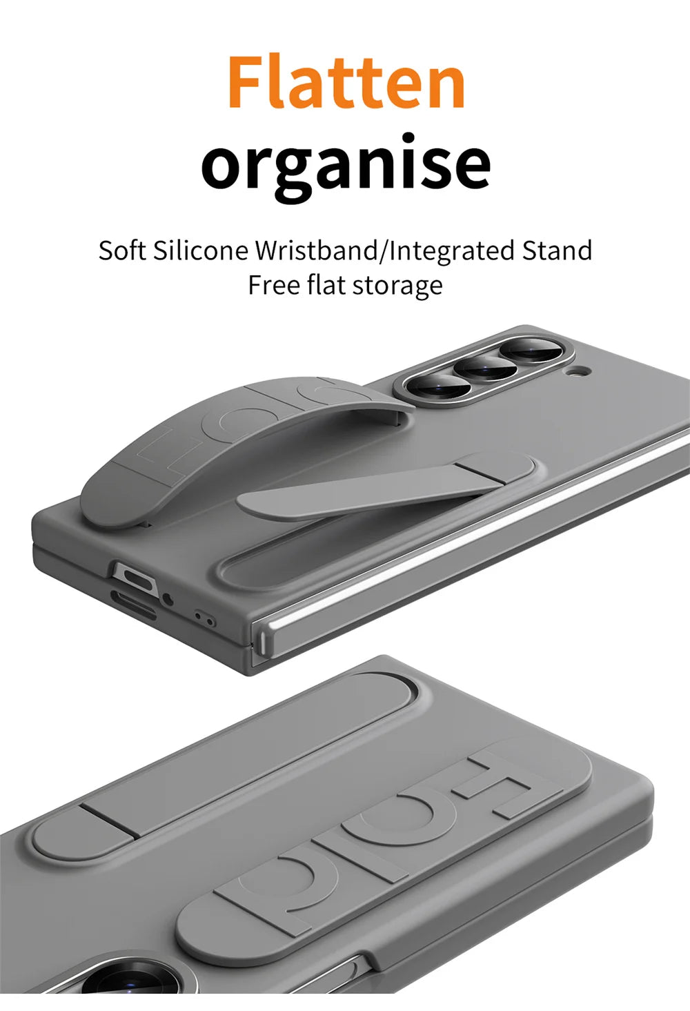 Luxury Wristband Invisible Bracket Case for Samsung Galaxy Z Fold 6 5 4 3 7 fold6 Hand Wrist Strap Folding Stand Silicone Cover