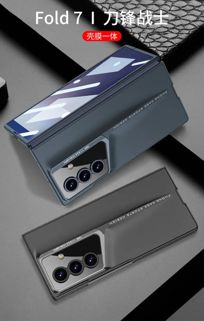 Fine Hole Matte PC Phone Case + Steel Film for Samsung Galaxy Z Fold 7 Zfold 6 5 4 Ultrathin Full Coverage Protective Hard Cover