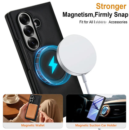 Rotating Bracket Pu Leather Phone Case for Samsung Galaxy Z Fold7 Z Fold 6 5 4 3 Magnetic Charging Camera Screen Protective Cover