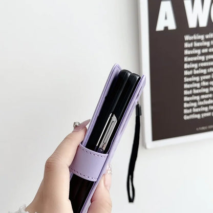 Luxury Leather Flip Purse Holder Phone Case For Samsung Galaxy Z Fold 7 6 5 4 3 Fold7 Fold6 Fold5 Wallet Card Cover Back Bag