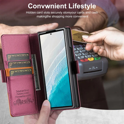 Luxury Magnetic Anti-theft Brush Leather Wallet Card Slot Phone Case for Samsung Galaxy Z Fold 7 6 5 4 3 Purse Holder Cover Etui