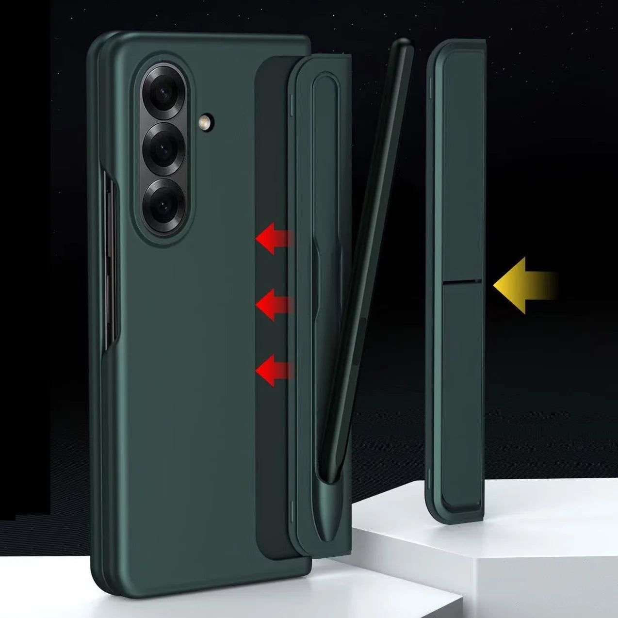 Invisible Bracket Stand Shockproof Phone Case For Samsung Galaxy Z Fold 7 ZFold 6 5 4 3 Protective Full Cover+Pen Slot Holder