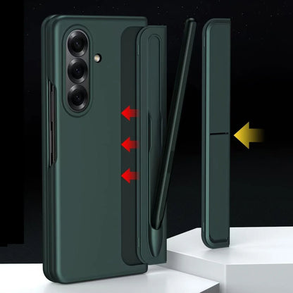 Invisible Bracket Stand Shockproof Phone Case For Samsung Galaxy Z Fold 7 ZFold 6 5 4 3 Protective Full Cover+Pen Slot Holder
