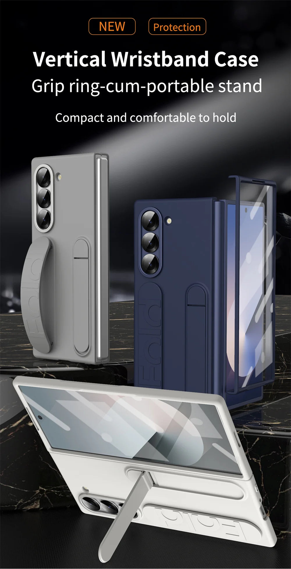 Luxury Wristband Invisible Bracket Case for Samsung Galaxy Z Fold 6 5 4 3 7 fold6 Hand Wrist Strap Folding Stand Silicone Cover