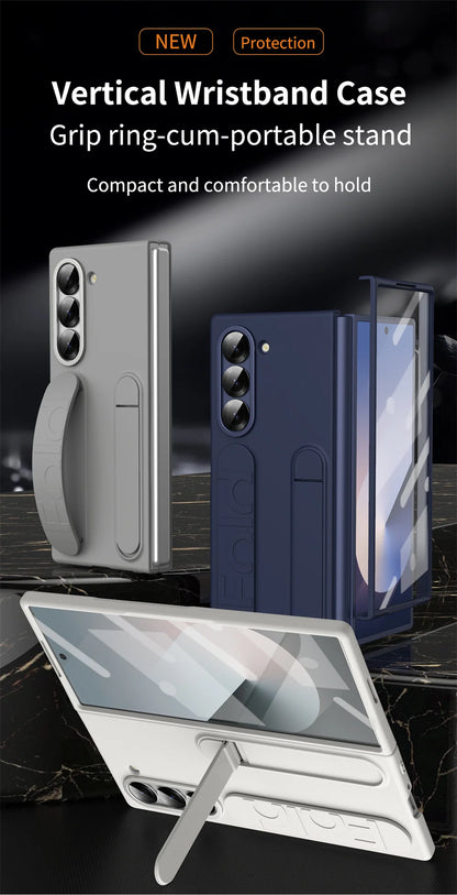 Luxury Wristband Invisible Bracket Case for Samsung Galaxy Z Fold 6 5 4 3 7 fold6 Hand Wrist Strap Folding Stand Silicone Cover