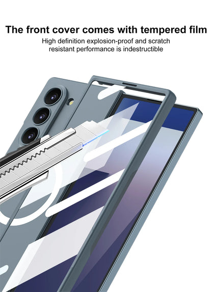 Z Fold 7 Magnetic Wireless Charging Phone Case for Samsung Galaxy Z Fold 7 Screen Protect Film Slim PC Foldable Matte Tough Cover