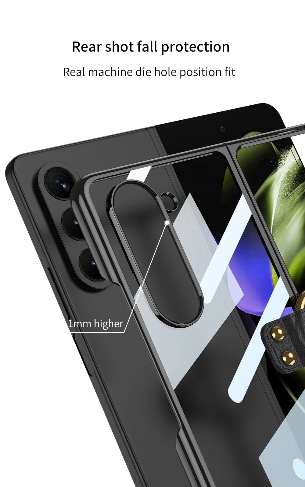 Luxury Plating HD Transparent Case for Samsung Galaxy Z Fold 6 5 5G Case with Ring Metal Ring Clear Shockproof Shell Case