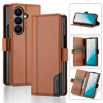 Luxury Magnetic Anti-theft Brush Leather Wallet Card Slot Phone Case for Samsung Galaxy Z Fold 7 6 5 4 3 Purse Holder Cover Etui