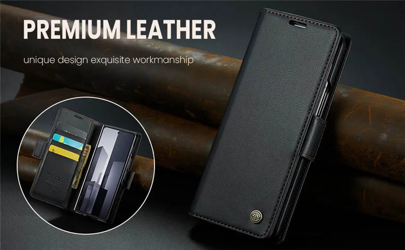 Luxury Magnetic Leather Wallet Multi Card Phone Case for Samsung Galaxy Z Fold 7 6 5 Fold6 Fold5 Shockproof Stand Cover Back Bag