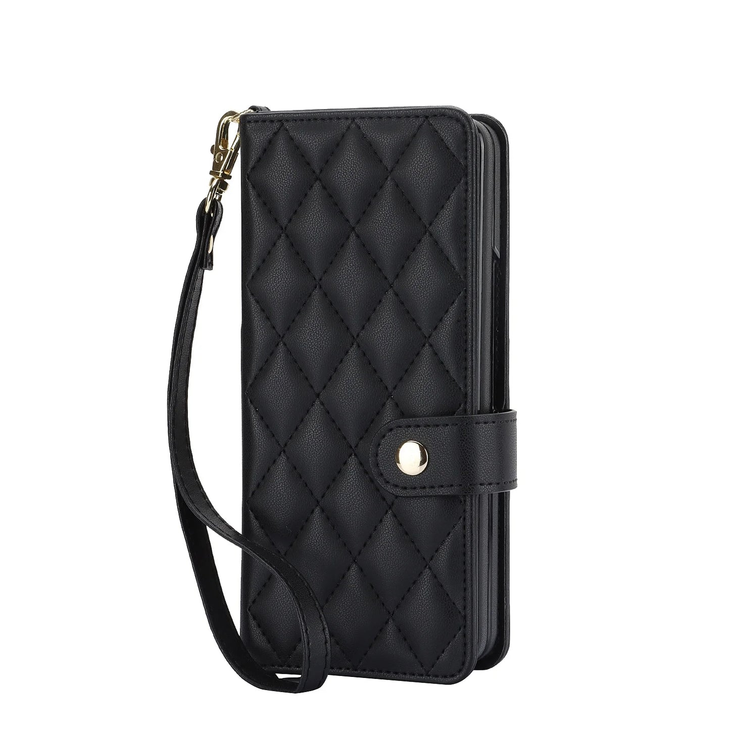 Ring Leather Zipper Wallet Card Slot Phone Case for Samsung Galaxy Z Fold 7 6 5 4 3 Shock Proof Flip Purse Holder Cover Hoesje