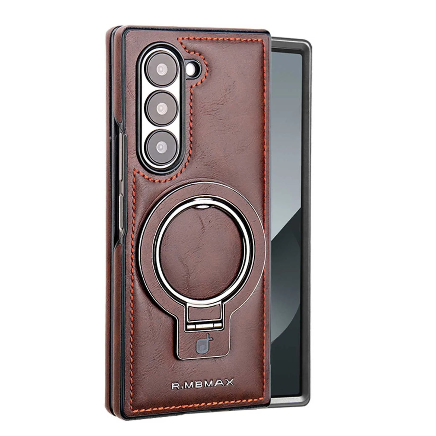 Electroplated Leather  Phone Case for Samsung Galaxy Z Fold 7 ZFold 6 5 4 3 Bracket Magnetic Wireless Charging Protective Cover