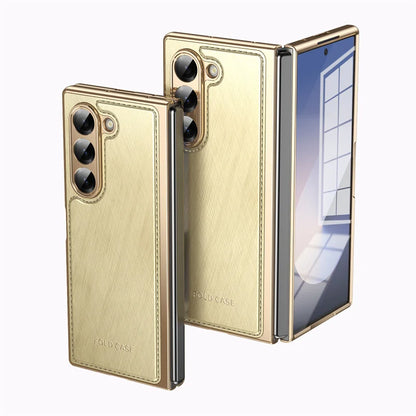 For Samsung Galaxy Z Fold 6 4 5 3 5G Case Ultra-Thin Leather Pattern All Inclusive Folding Screen Glass Film for Galaxy Z Fold6