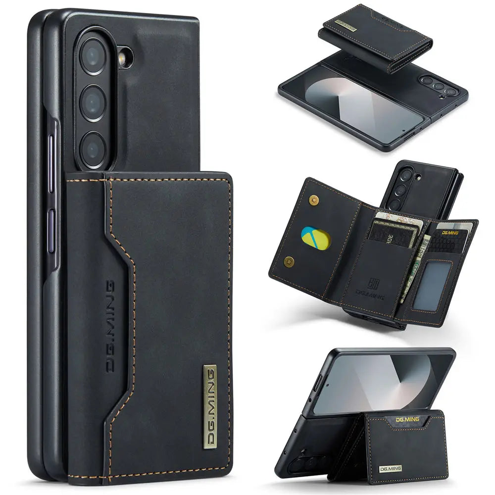 2 in 1 Magnetic Vintage Wallet Cards Slot Leather Case For Samsung Galaxy Z Fold 6 7 Fold 5 Fold 4 3 Shockproof Cover