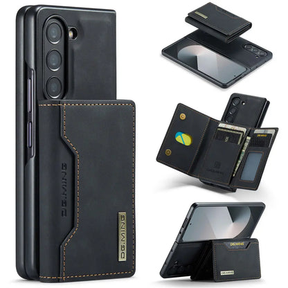 2 in 1 Magnetic Vintage Wallet Cards Slot Leather Case For Samsung Galaxy Z Fold 6 7 Fold 5 Fold 4 3 Shockproof Cover