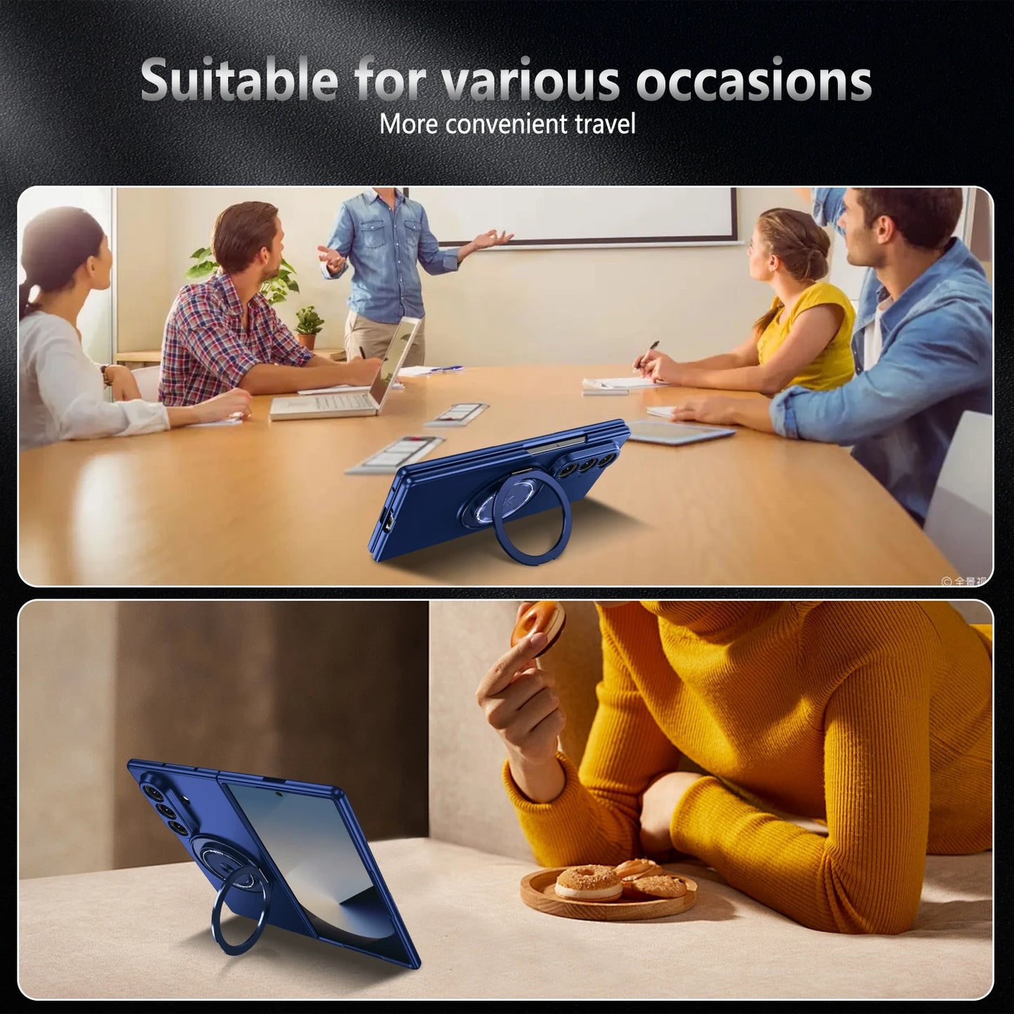 Luxury Military Armor Solid Color Magnetic 360 Bracket Phone Case For Samsung Z Fold 7 6 5 4 3 Wireless Charge Shockproof Cover