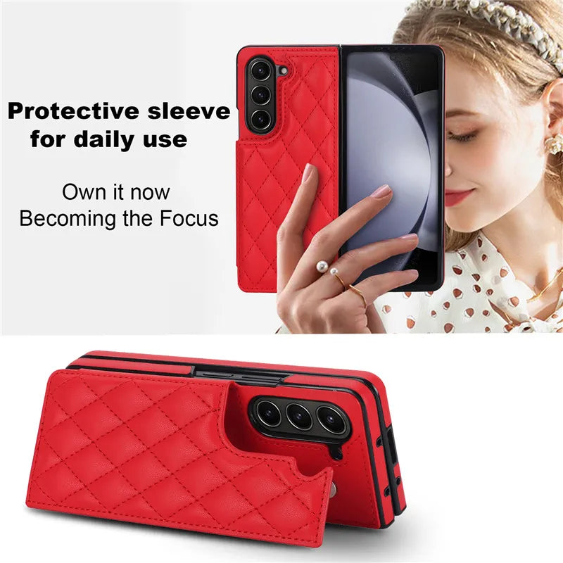 Leather Wallet Card Phone Case for Samsung Galaxy Z Fold 6 5 4 3 Fold6 Fold5 Fold4 Fold3 Shockproof Flip Stand Cover Hoesje Etui