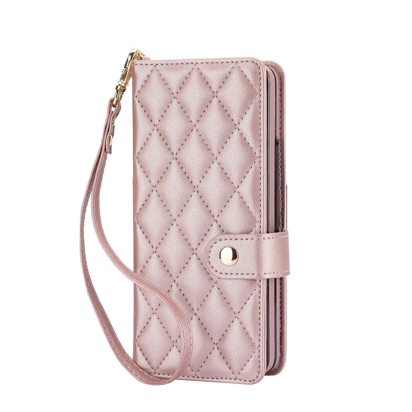 Ring Leather Zipper Wallet Card Slot Phone Case for Samsung Galaxy Z Fold 7 6 5 4 3 Shock Proof Flip Purse Holder Cover Hoesje