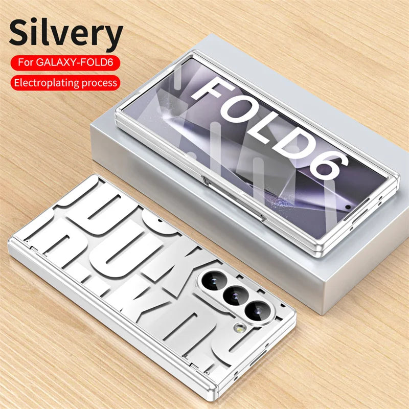 For Samsung Z Fold 3 4 5 6 5G Luxury Fashion Hinge Folding Phone Case For Samsung Z Fold 6 7 5G Trendy PC Back Cover Protective