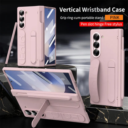 Hinge Wristband Holder Case for Samsung Galaxy Z Fold 7 6 5 4 3 5G With S Pen Slot Screen Glass Protective Cover For Z Fold 6