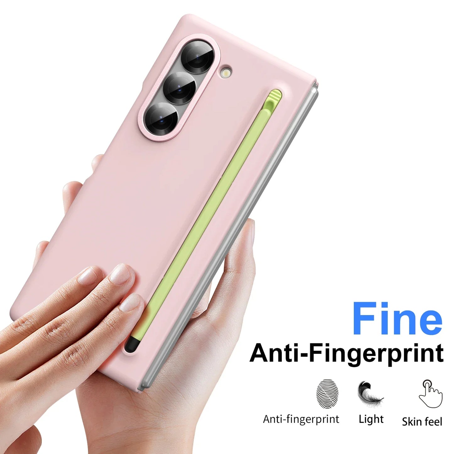 For Samsung Galaxy Z Fold 6 5 4 3 Case Color Skin Friendly Matte Elastic Pen Optional with Tempered Film Shockproof Hard Cover