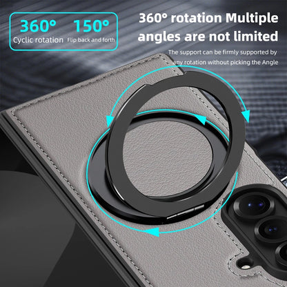 Ring Stand Magsafe Leather Case For Samsung Galaxy Z Fold 7 6 5 4 3 Z Fold7 Phone Case Magnetic Phone Cover Wireless Charging