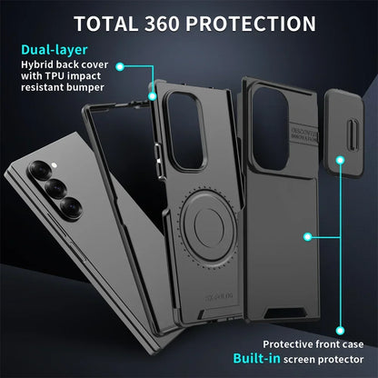Luxury Slide Camera Protection Phone Case For Samsung Galaxy Z Fold 7 6 5 Fold6 Fold4 Fold5 ZFold7 Shockproof Armour Back Cover