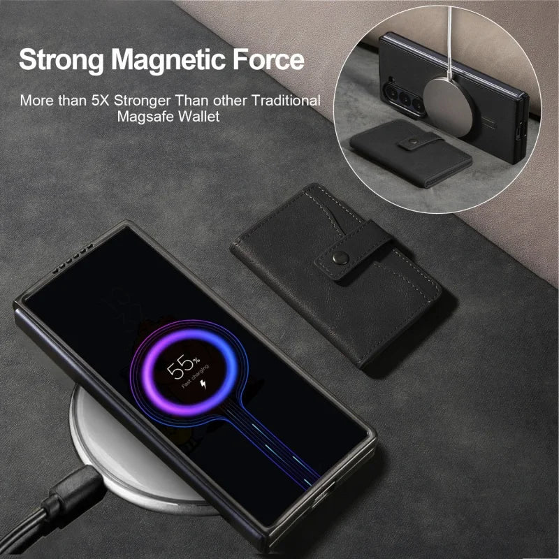 MagSafe Wireless Charging Wallet Card Phone Case For Samsung Galaxy Z Fold 7 6 5 4 3 Fold7 Fold6 Fold5 Flip Purse Holder Cover