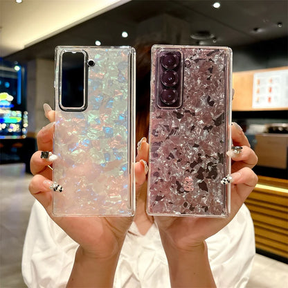 Luxury Aurora Shell Pattern Hard Case for Samsung Galaxy Z Fold 7 6 5 4