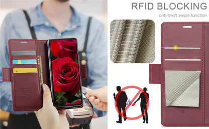 Luxury Magnetic Leather Wallet Multi Card Phone Case for Samsung Galaxy Z Fold 7 6 5 Fold6 Fold5 Shockproof Stand Cover Back Bag