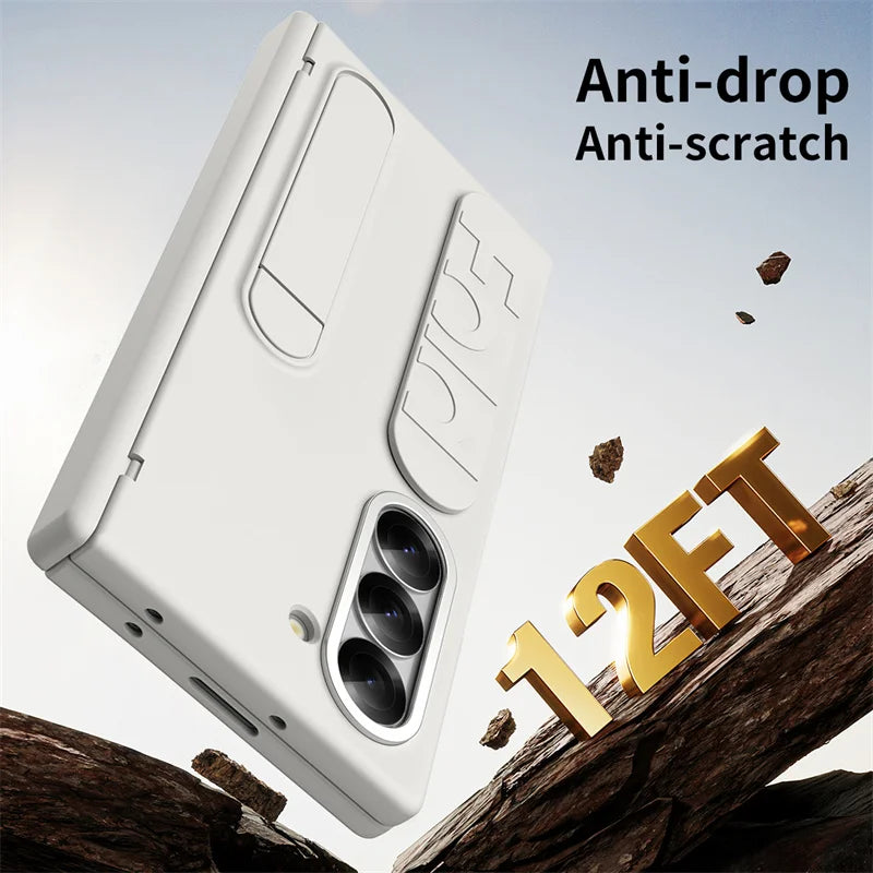 Hinge Wristband Holder Case for Samsung Galaxy Z Fold 7 6 5 4 3 5G With S Pen Slot Screen Glass Protective Cover For Z Fold 6