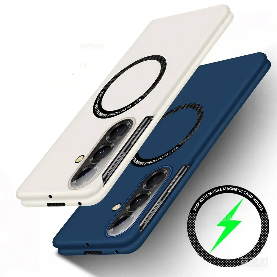 Business Sle Ultra-thin Frameless Magsafe Case for Samsung Galaxy Z Fold 7 6 5 4 3 Hard Fast Charging Shockproof Protect Cover