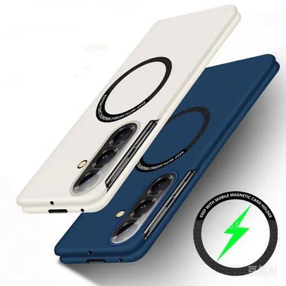 Business Sle Ultra-thin Frameless Magsafe Case for Samsung Galaxy Z Fold 7 6 5 4 3 Hard Fast Charging Shockproof Protect Cover