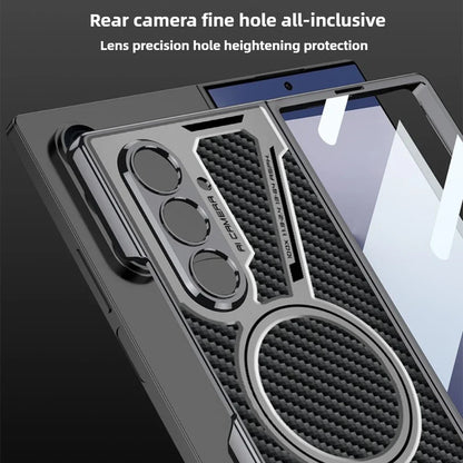 Electroplating Magnetic Wireless Charging Phone Case for Samsung Galaxy Z Fold 7 Zfold 6 Z Shaped Plain Leather Thin Hard Cover