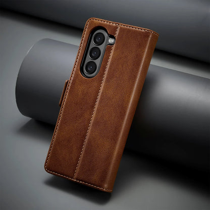 ZFold7 Magnetic Phone Case for Samsung Galaxy Z Fold 7 6 5 4 3 W22 W23 W24 RFID Blocking Card Slot Stand Buckle Pu Leather Cover