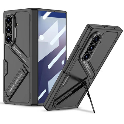 Magnetic Invisible Bracket Phone Case for Samsung Galaxy Z Fold 7 Fold7 Hinge/Screen Protection Film Slim Shockproof Hard Cover