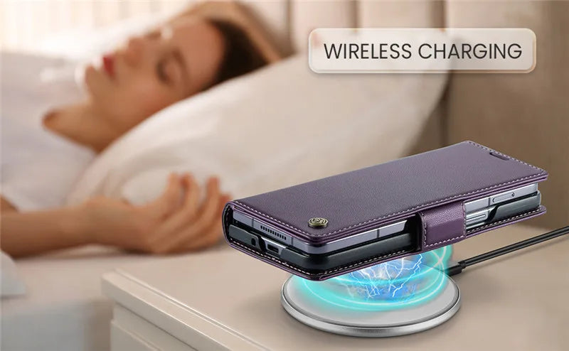 Luxury Magnetic Leather Wallet Multi Card Phone Case for Samsung Galaxy Z Fold 7 6 5 Fold6 Fold5 Shockproof Stand Cover Back Bag