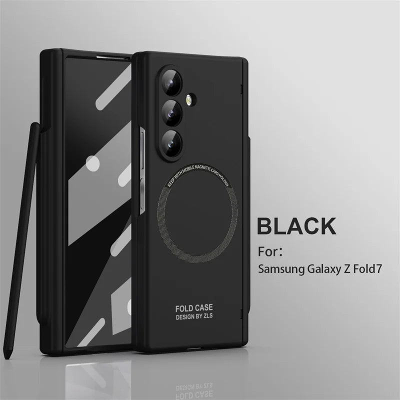 Ultra Thin Magsafe Magnetic Hinge Case for Samsung Galaxy Z Fold 5 6 7 With S Pen Slot 360 Full Protection Screen Glass Cover